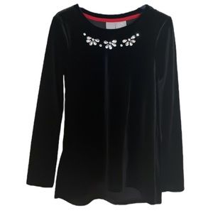 2/$30 Tahari Black Velvet Tunic Dress with Jewelled Front Size 6X